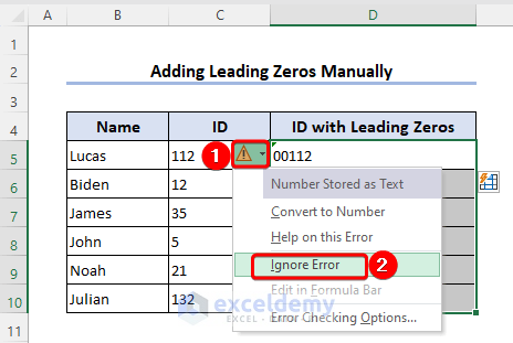 Removing errors from cell