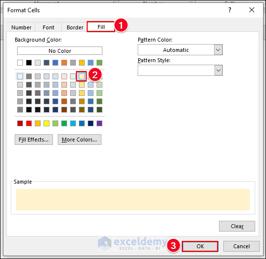 4-Selection of color from Fill tab