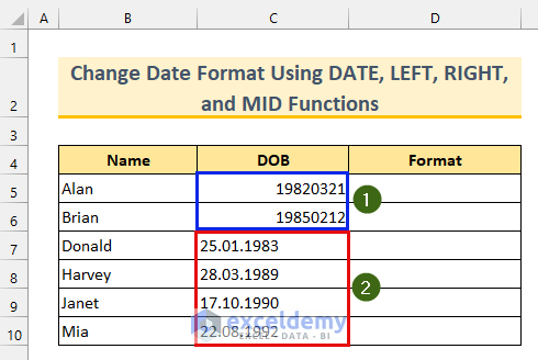 Dataset with Dates Formatted as Numbers and Texts