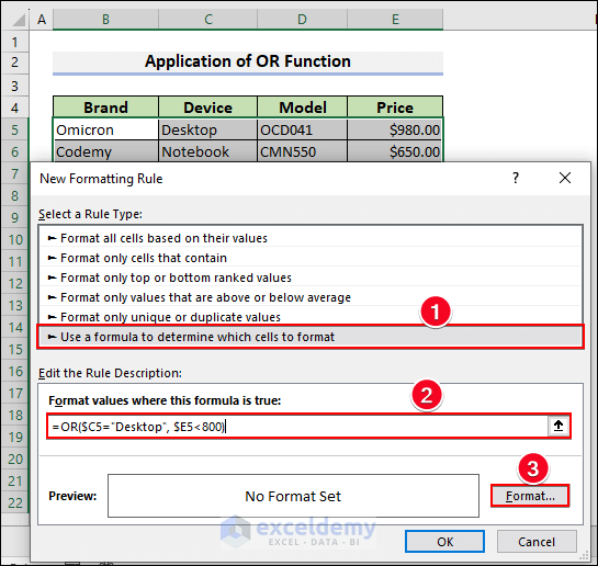 42-Type OR function in the Edit the rule description box