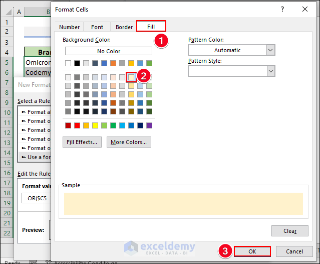 43-Choosing any color from the Fill tab