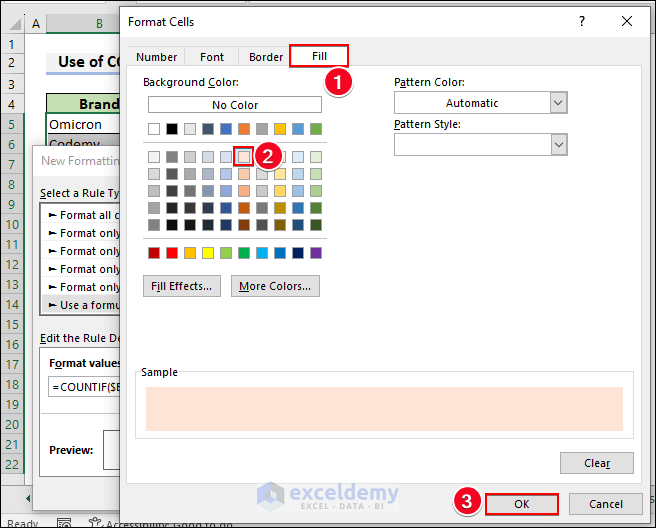 52-Choosing any color from the Fill tab