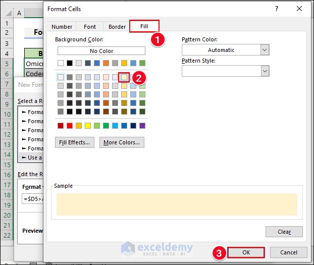 61-Selecting any color from the Fill tab