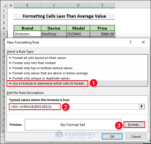 63-Write down the AVERAGE function to format cells