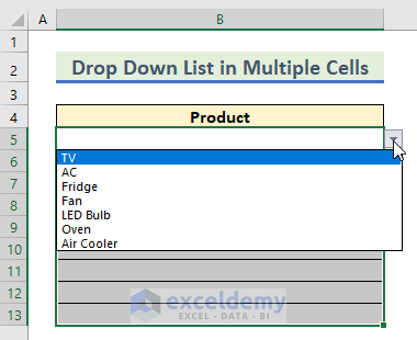 7-Drop-down list in multiple cells