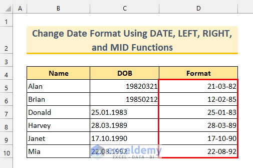 Final Output After Changing Date Format Using Formula