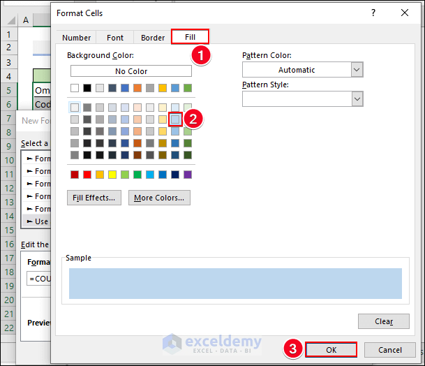 70-Selecting any color from the Fill tab
