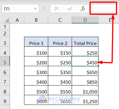 Hidden Excel formula bar content for single cell 