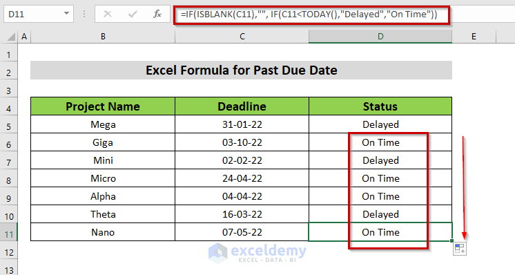 How to Use Formula for Past Due Date in Excel (3 Methods) - ExcelDemy