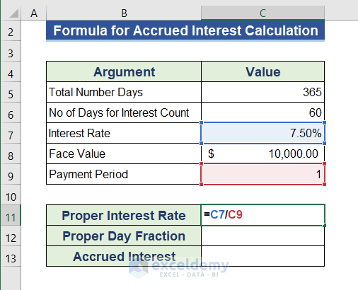 Make a Formula to Calculate Accrued Interest