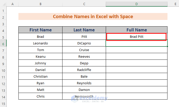 How to Combine Names in Excel with Space