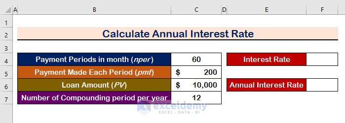 Use Formula to Calculate Periodic Interest Rate in Excel