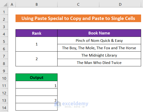 Apply Paste Special If you Cannot Copy Merged Cells to Separate Cells in Excel