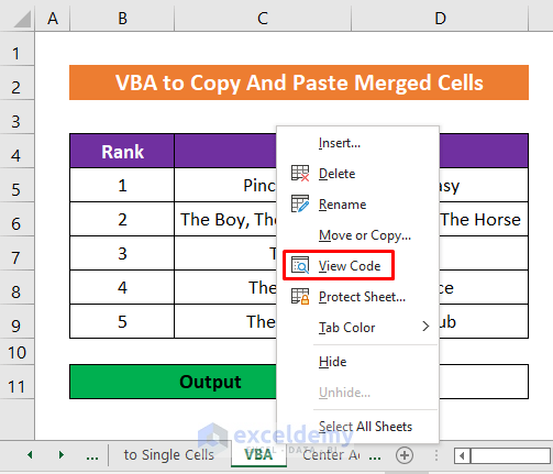 Embed Excel VBA to Copy And Paste Merged Cells To a Single Cell