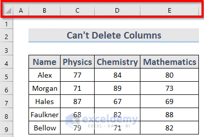 can't delete blank columns in excel