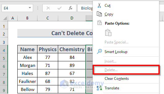 can't delete blank columns in excel