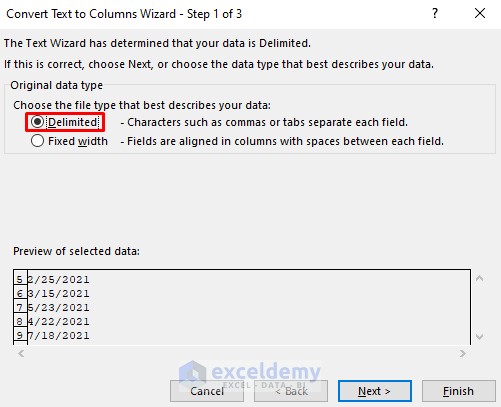 Use Text to Columns Wizard to Change Date in Text Format to the UK Standard
