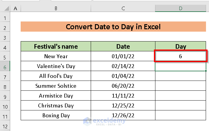 Convert Date to Day