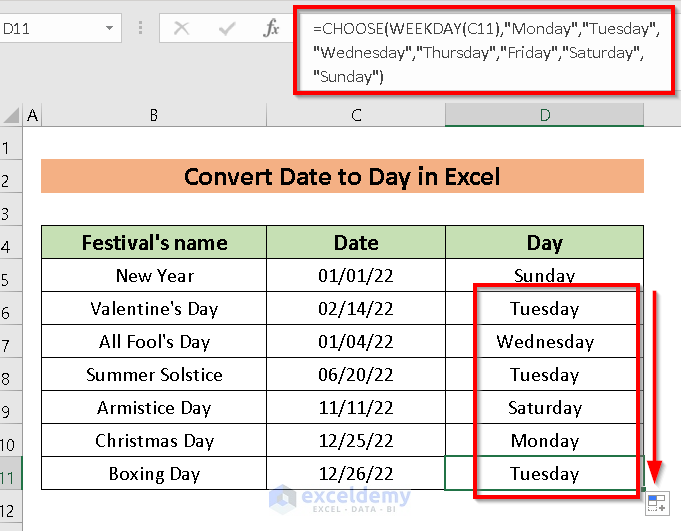 Convert Date to Day