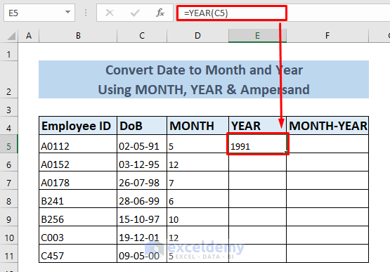 How to Convert Date to Month and Year in Excel