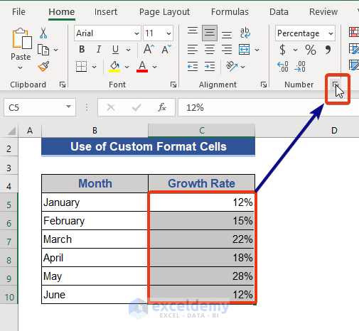 Excel Custom Format Cells to Convert Percentage to Decimal