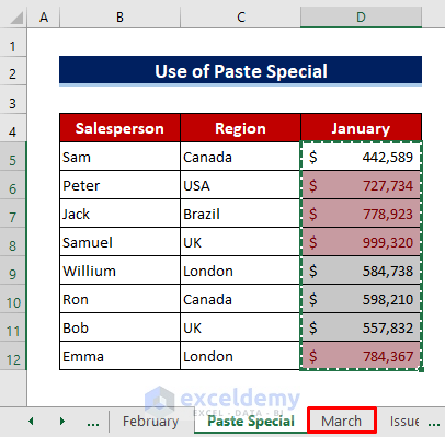 Apply Paste Special to Copy Conditional Formatting to Another Sheet