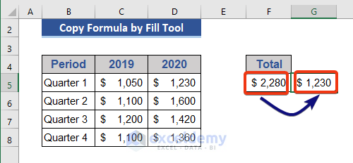 Excel Fill Feature to Copy Formula