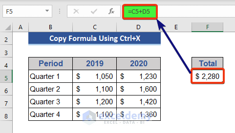 Copy Formula Using Ctrl+X