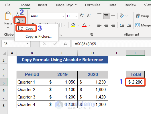 Copy Formula Using Absolute References