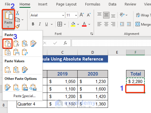 Copy Formula Using Absolute References