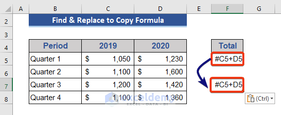 Use Find and Replace Tool to Copy Exact Excel Formula