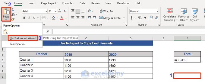 Using Notepad to Copy Paste Formulas in Excel