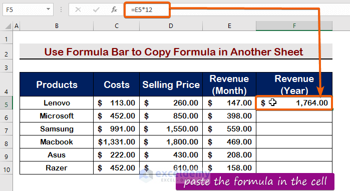 Use Formula Bar
