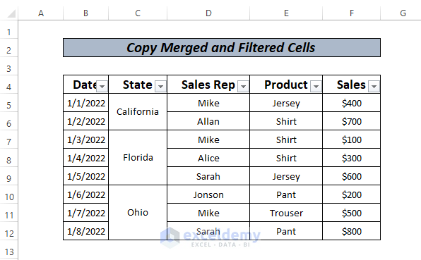 Copy Merged & Filtered Cells 