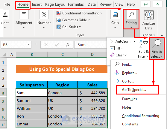 Use Go To Special Dialog Box to Copy Rows in Excel Except Hidden Rows