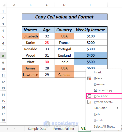 Copy cell format and values vba formula