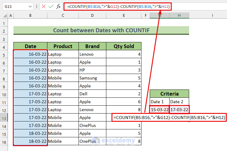 Excel Count Rows with Multiple Criteria