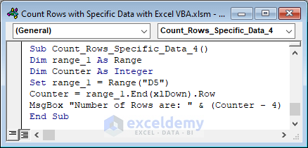 Use End Property to Count Rows with Data in a Column