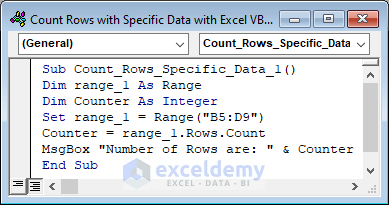 Use VBA Rows.Count Property to Count Rows of a Specific Range