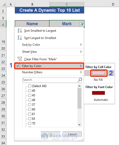 Conditional Formatting, Filter, and Sort Tools to Create a Dynamic Top 10 List