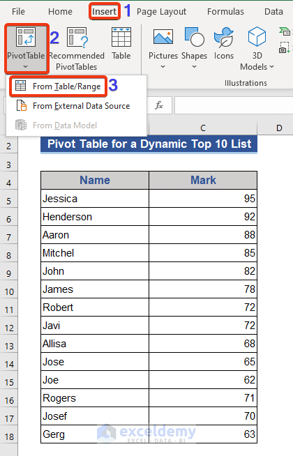 Form a Top 10 List in Excel Using Pivot Table