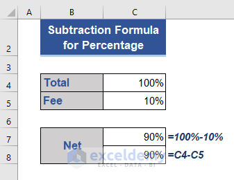 Excel Subtraction Formula for Percentage Values
