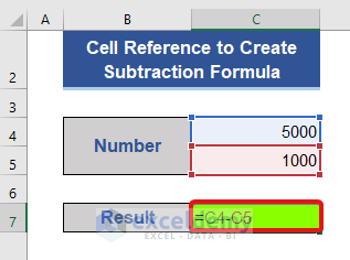 Cell Reference to Create Subtraction Formula in Excel