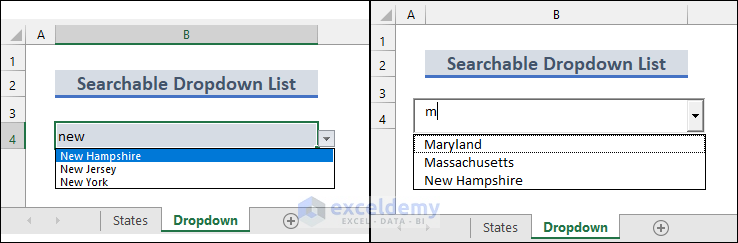Create a Searchable Drop Down List in Excel