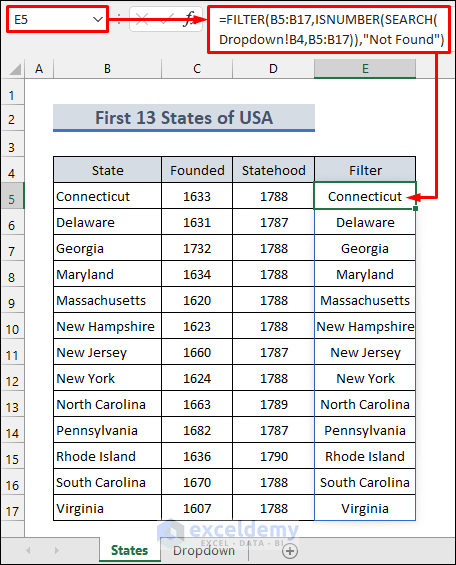 Formula to Create a Searchable Drop Down List in Excel