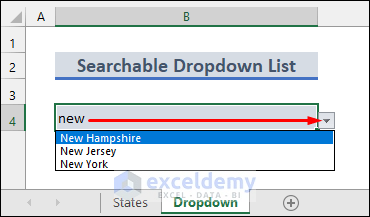 Create a Searchable Drop Down List in Excel