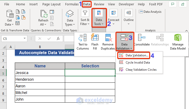 Autocomplete Data Validation Drop Down List from Using ActiveX Controls and Excel VBA
