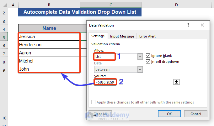 Autocomplete Data Validation Drop Down List from Using ActiveX Controls and Excel VBA