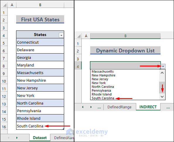 Data Validation Drop Down List with Excel Table Dynamic Range Using INDIRECT Function