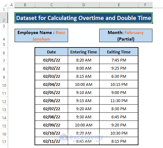 Dataset-Calculate Overtime and Double Time